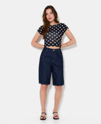 Top court dos ouvert motif pois