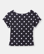 Top court dos ouvert motif pois