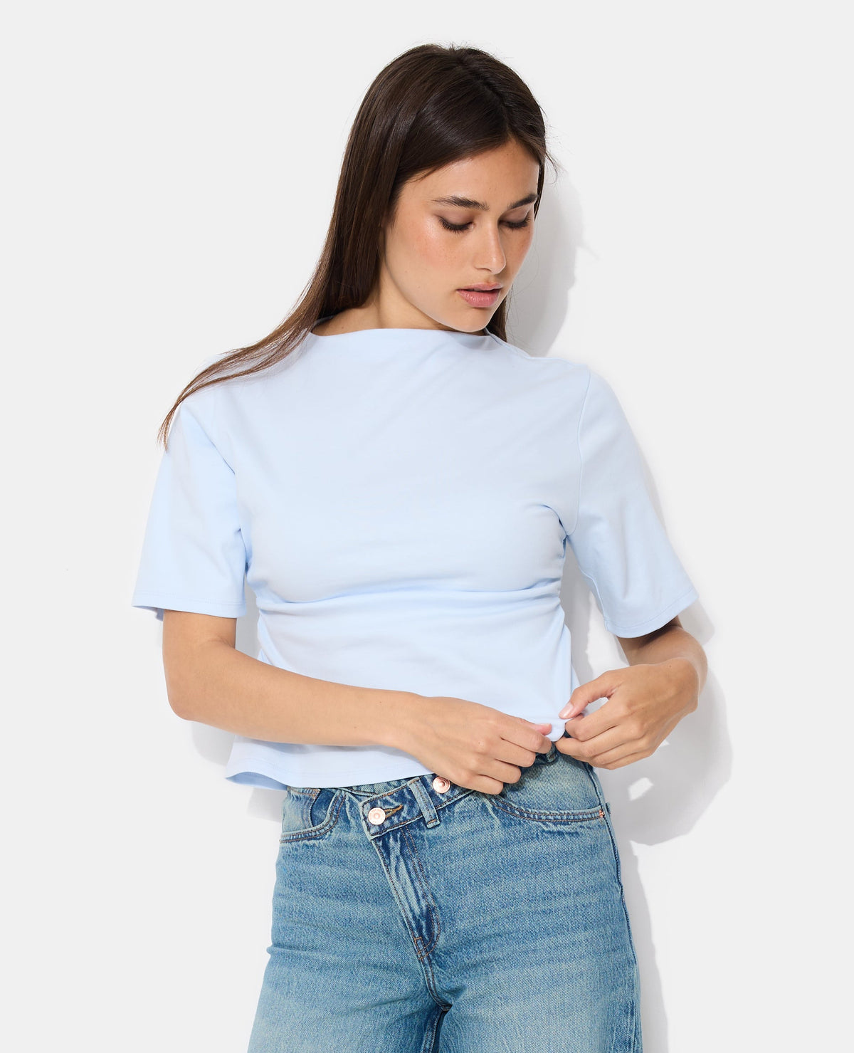 T-shirt avec taille resserrée et froncée
