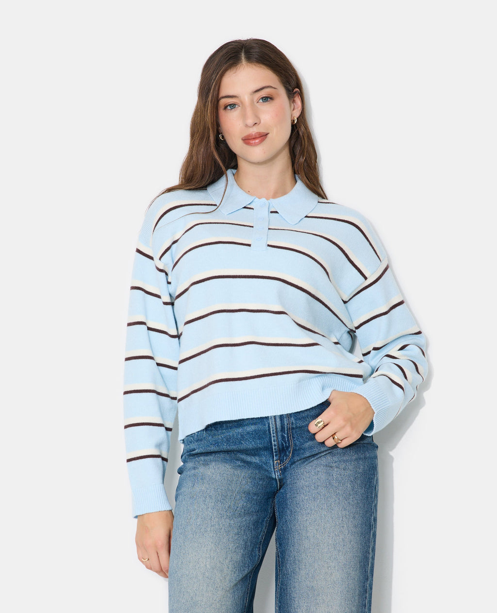 Pull rayé col polo