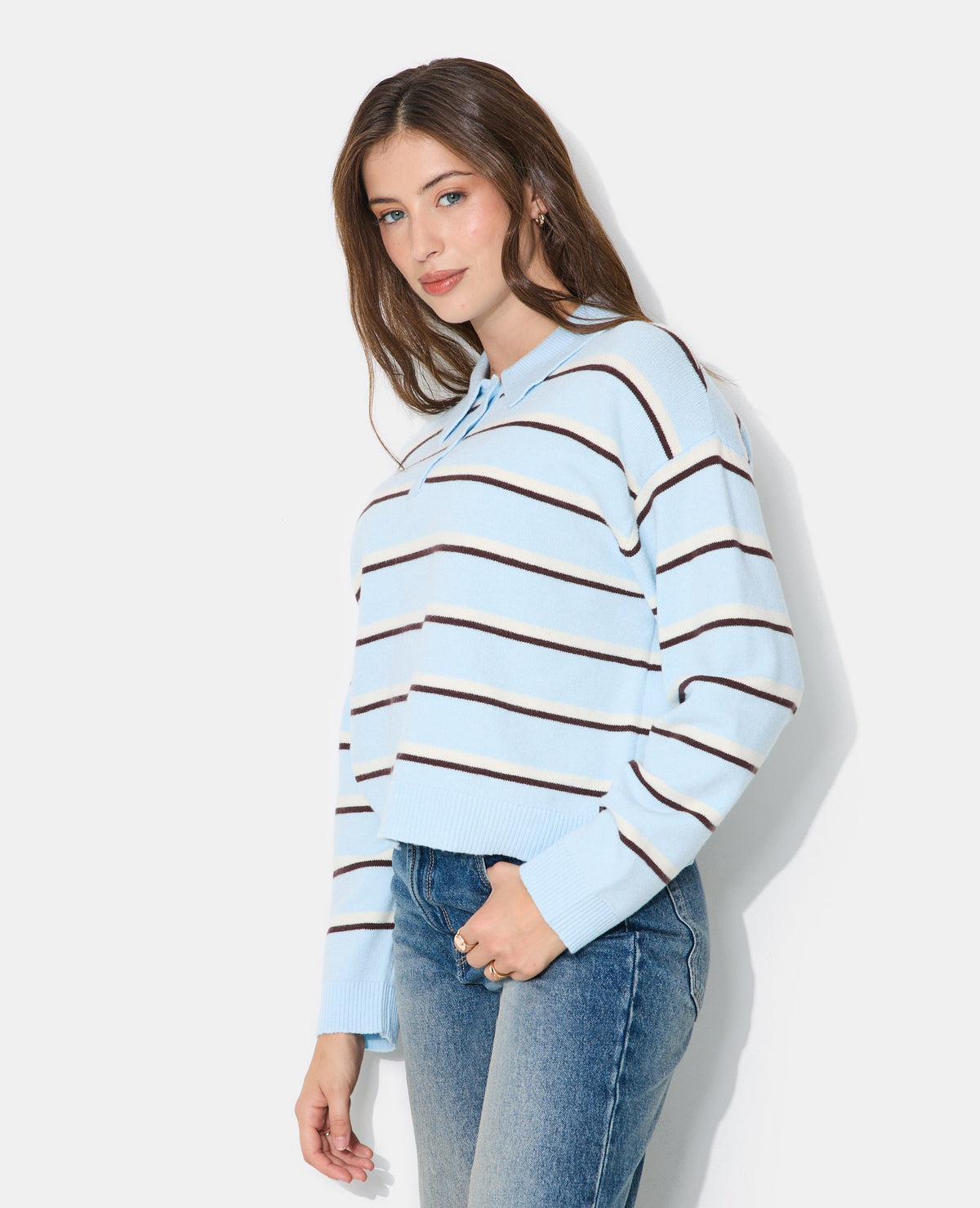 Pull rayé col polo