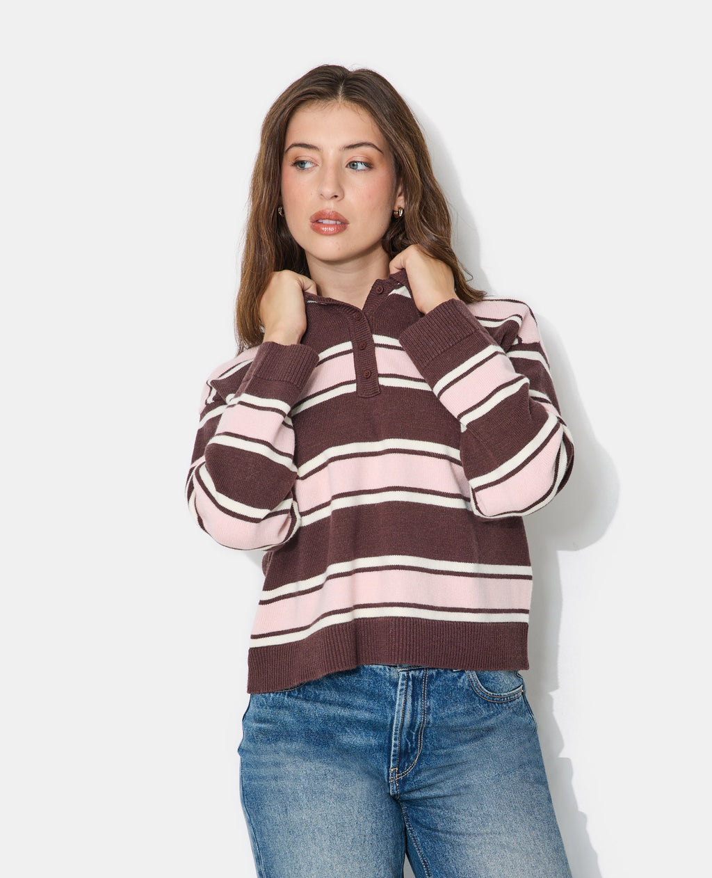 Pull rayé col polo