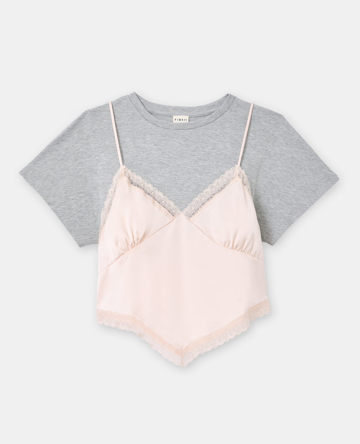 T-shirt 2 en 1 avec top dentelle et satin