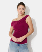 Top asymétrique avec fronces et drapés