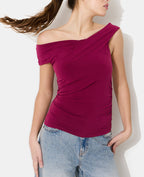 Top asymétrique avec fronces et drapés