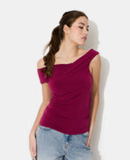Top asymétrique avec fronces et drapés