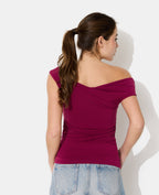 Top asymétrique avec fronces et drapés