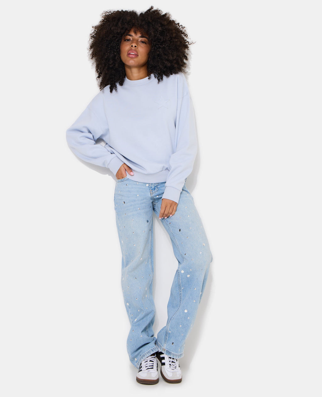 Sweat oversize avec étoile cousue