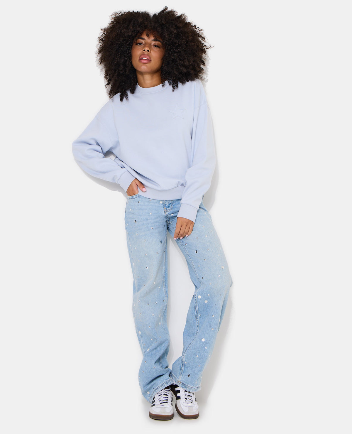 Sweat oversize avec étoile cousue