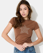 T-shirt ajusté avec étoile clous