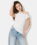 Top asymétrique avec œillets métalliques