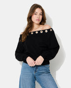 Sweat asymétrique avec œillets