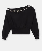 Sweat asymétrique avec œillets