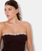 Top bustier façon corset avec dentelle