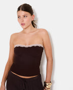 Top bustier façon corset avec dentelle
