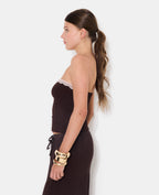 Top bustier façon corset avec dentelle