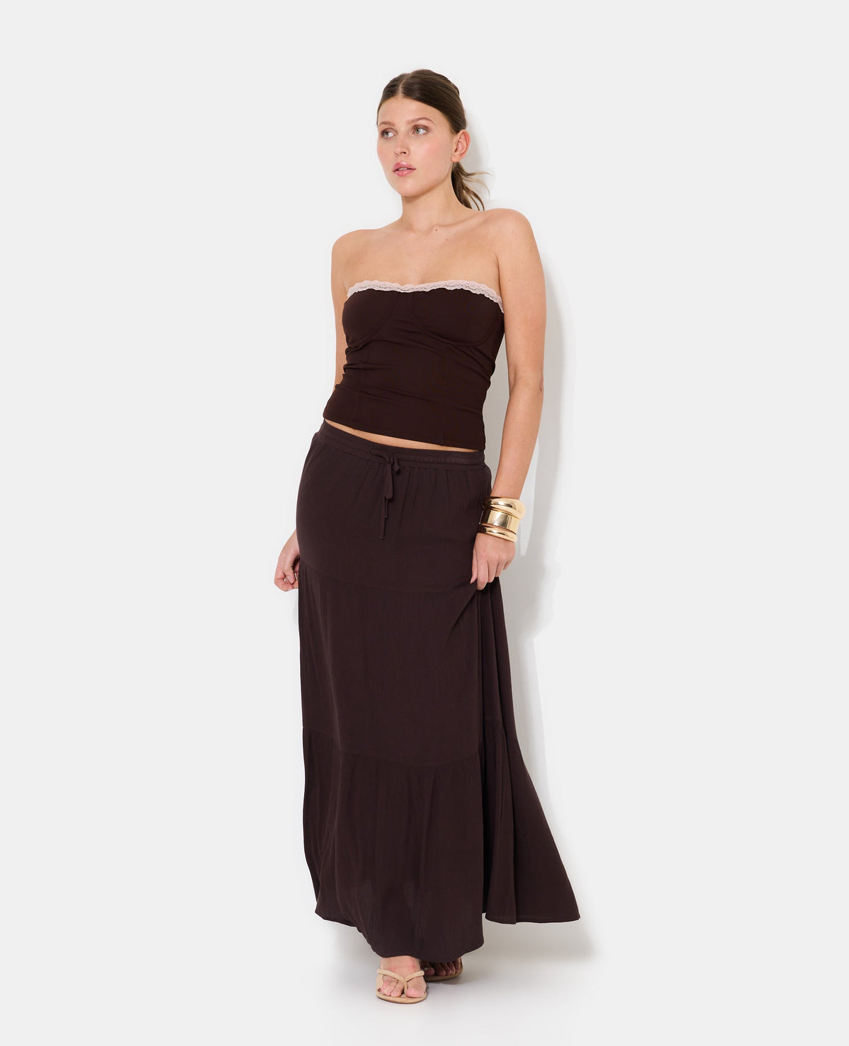 Top bustier façon corset avec dentelle