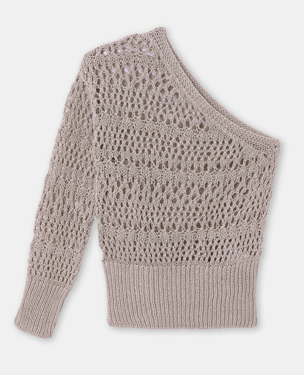 Pull asymétrique en maille ajourée
