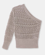 Pull asymétrique en maille ajourée