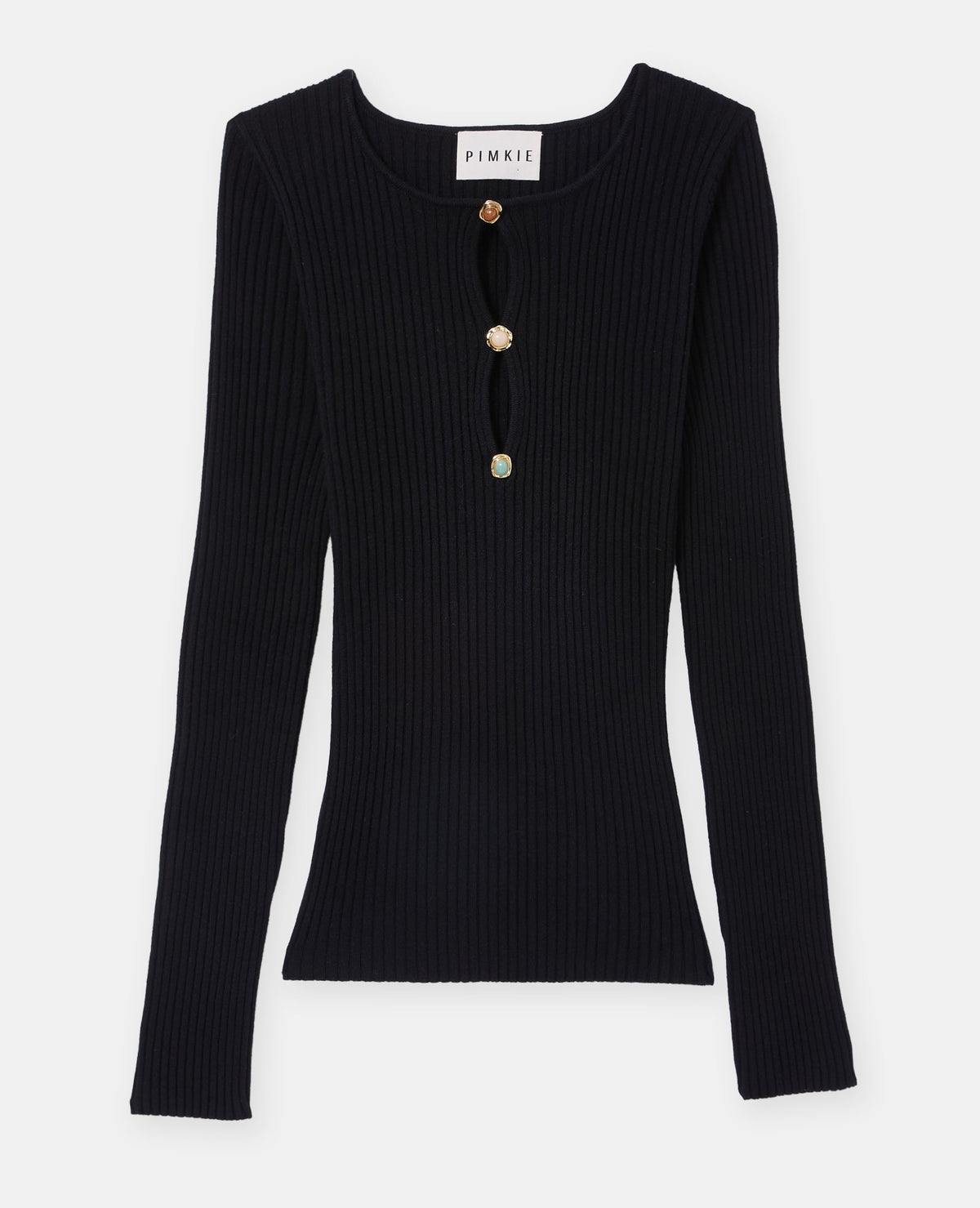 Pull fin maille côtelée avec boutons fantaisie