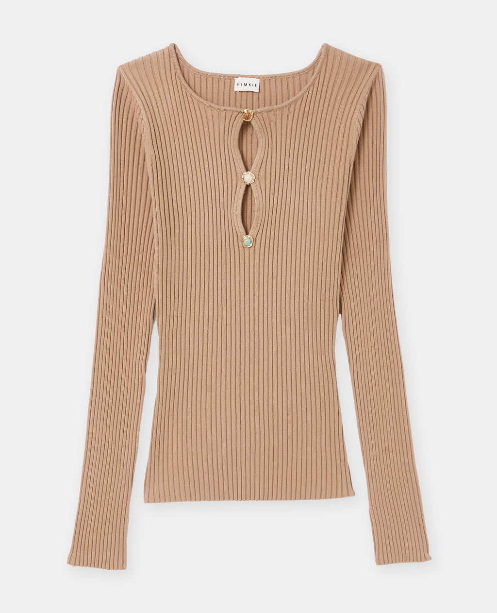 Pull fin maille côtelée avec boutons fantaisie