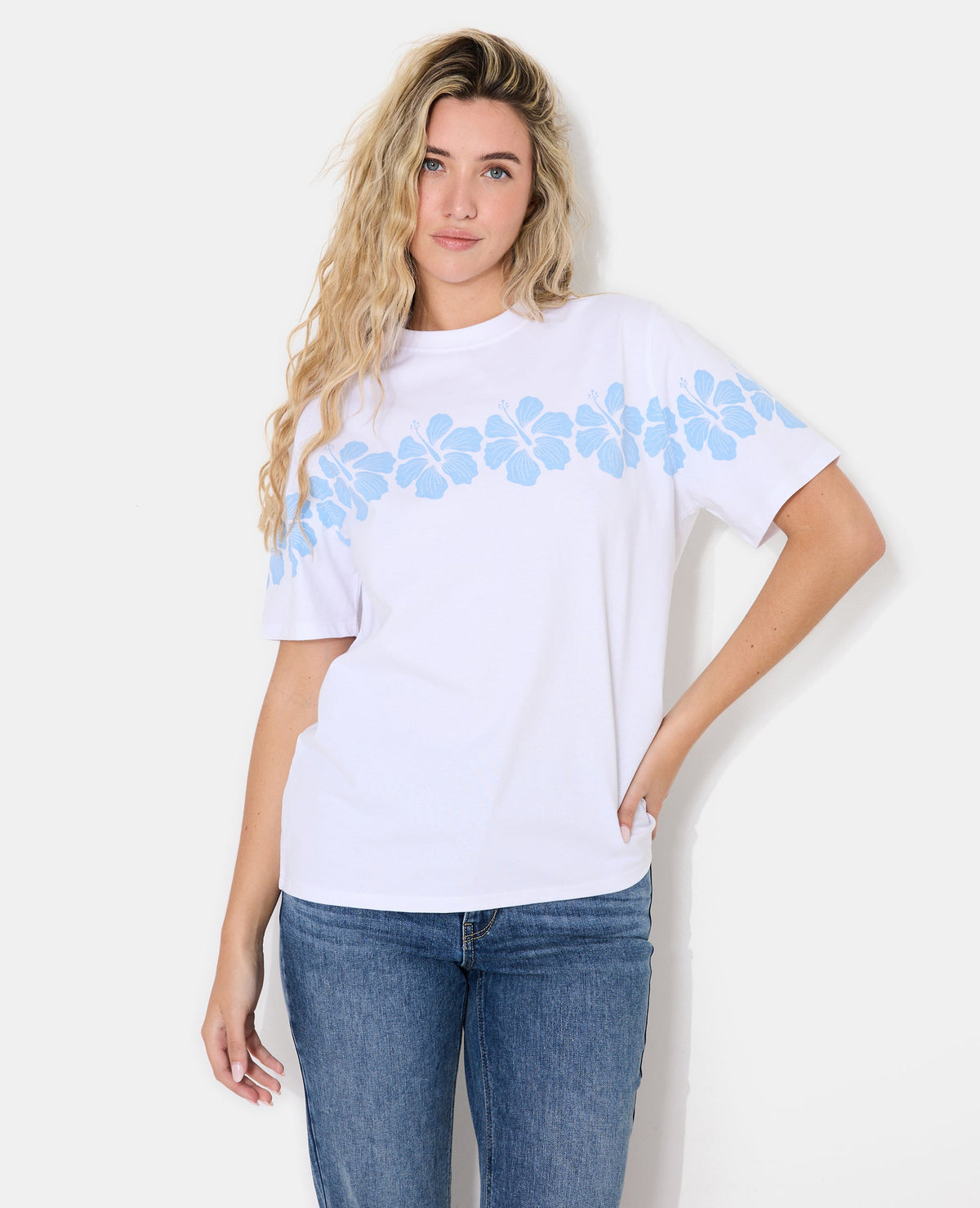 T-shirt oversize avec print fleurs hawaï devant et dos