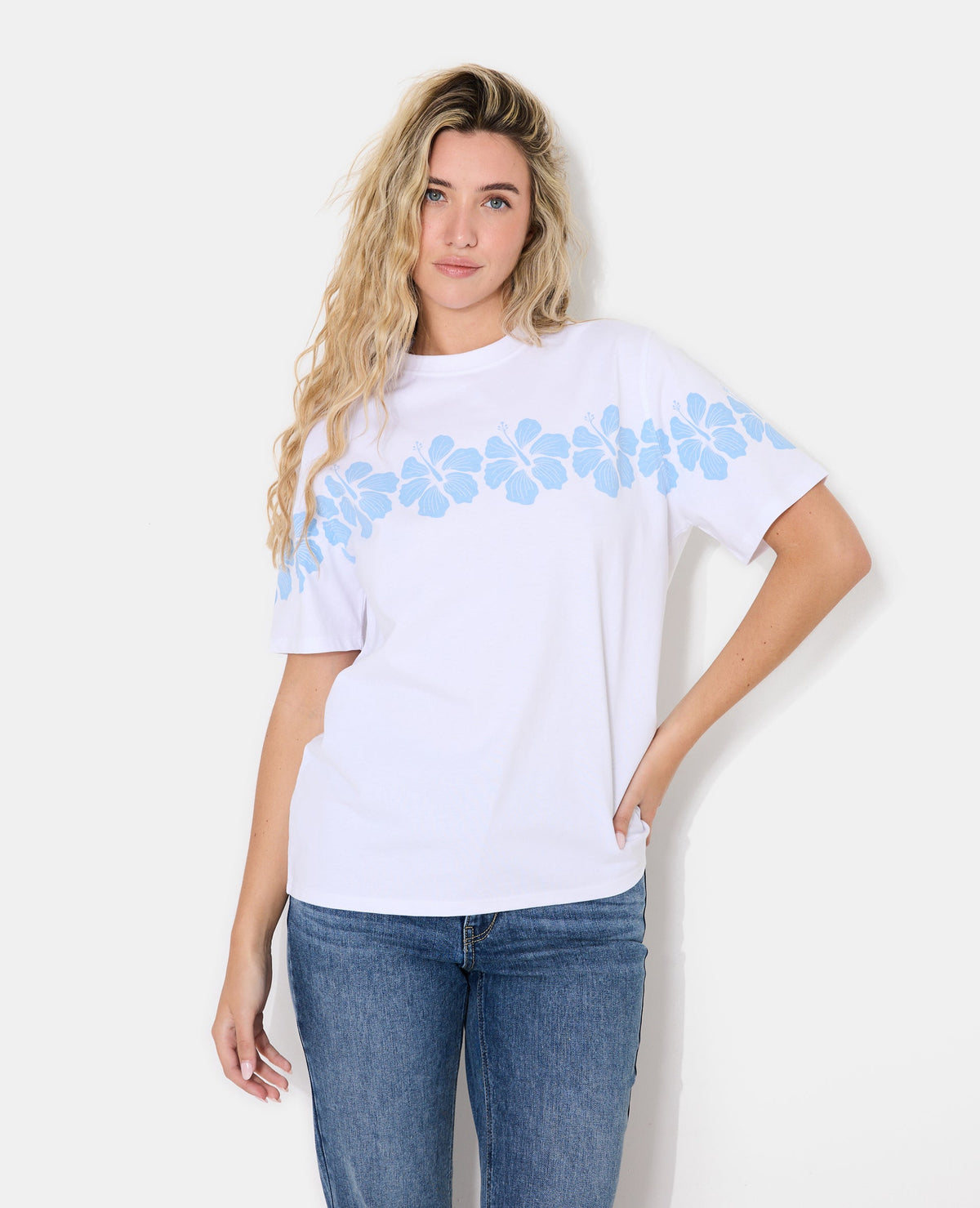 T-shirt oversize avec print fleurs hawaï devant et dos