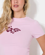 T-shirt ajusté avec print fleurs devant