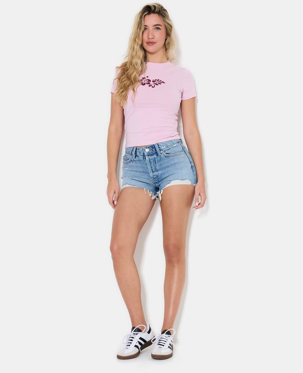 T-shirt ajusté avec print fleurs devant