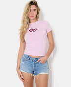 T-shirt ajusté avec print fleurs devant
