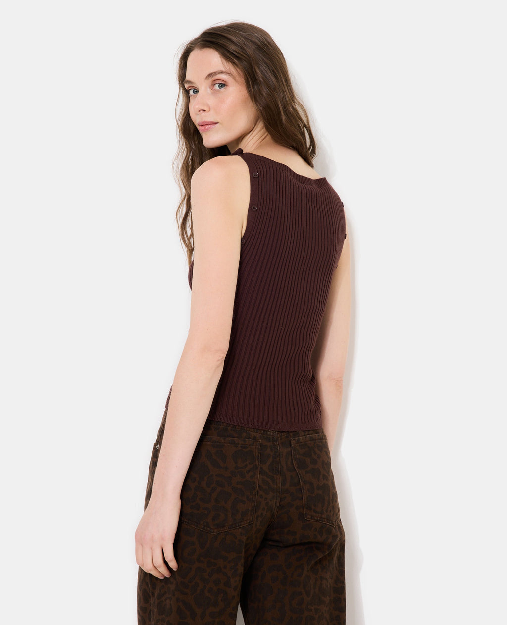 Pull sans manches avec boutons côtés