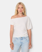 Pull fin et asymétrique manches courtes