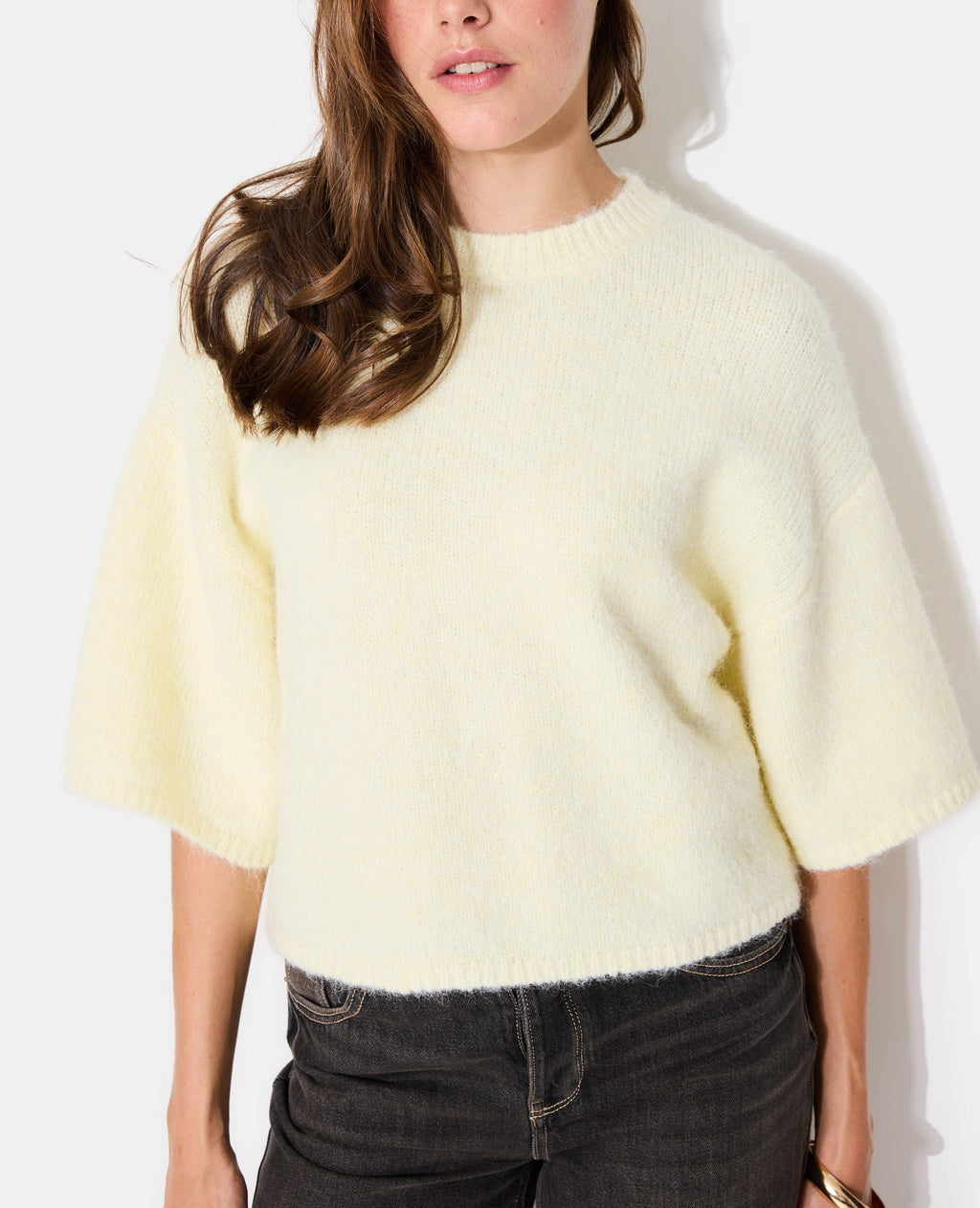 Pull manches courtes en maille douce