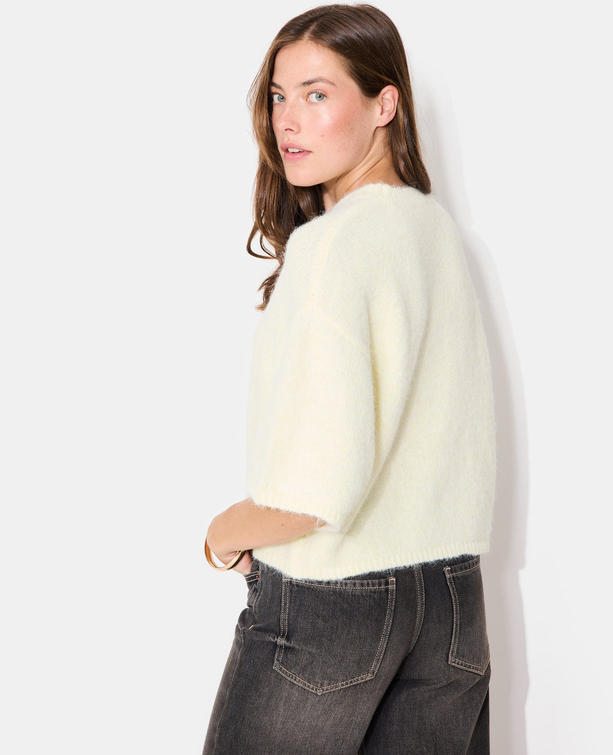 Pull manches courtes en maille douce