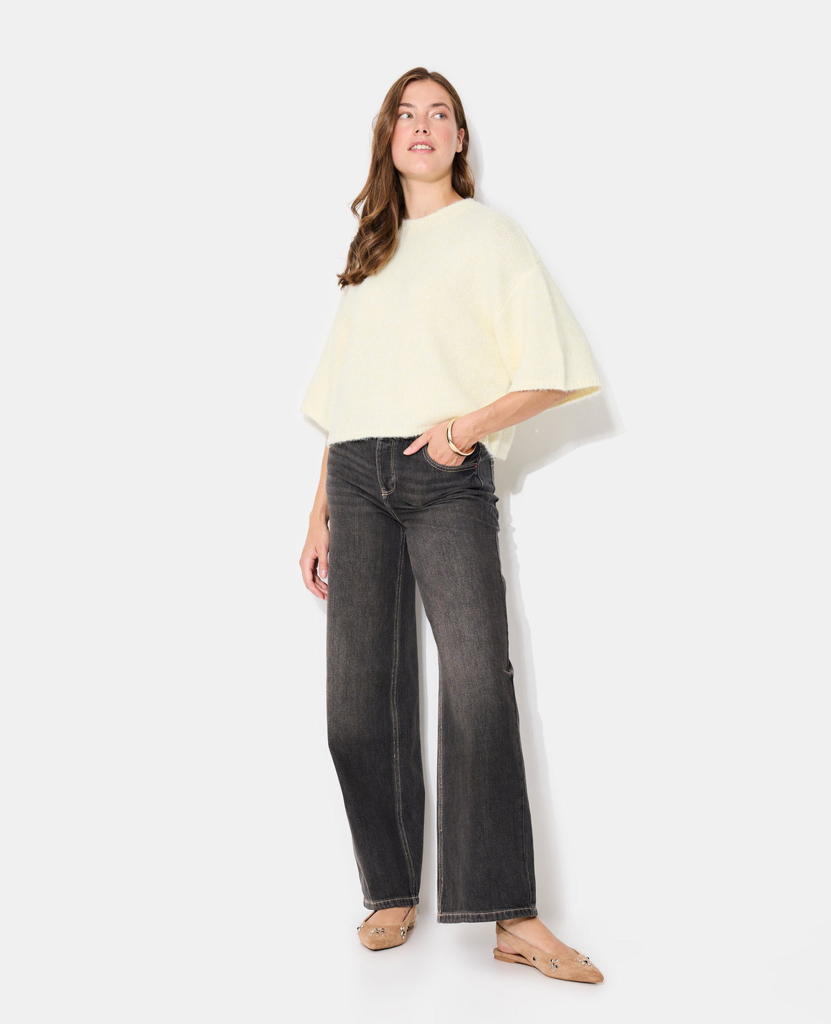 Pull manches courtes en maille douce