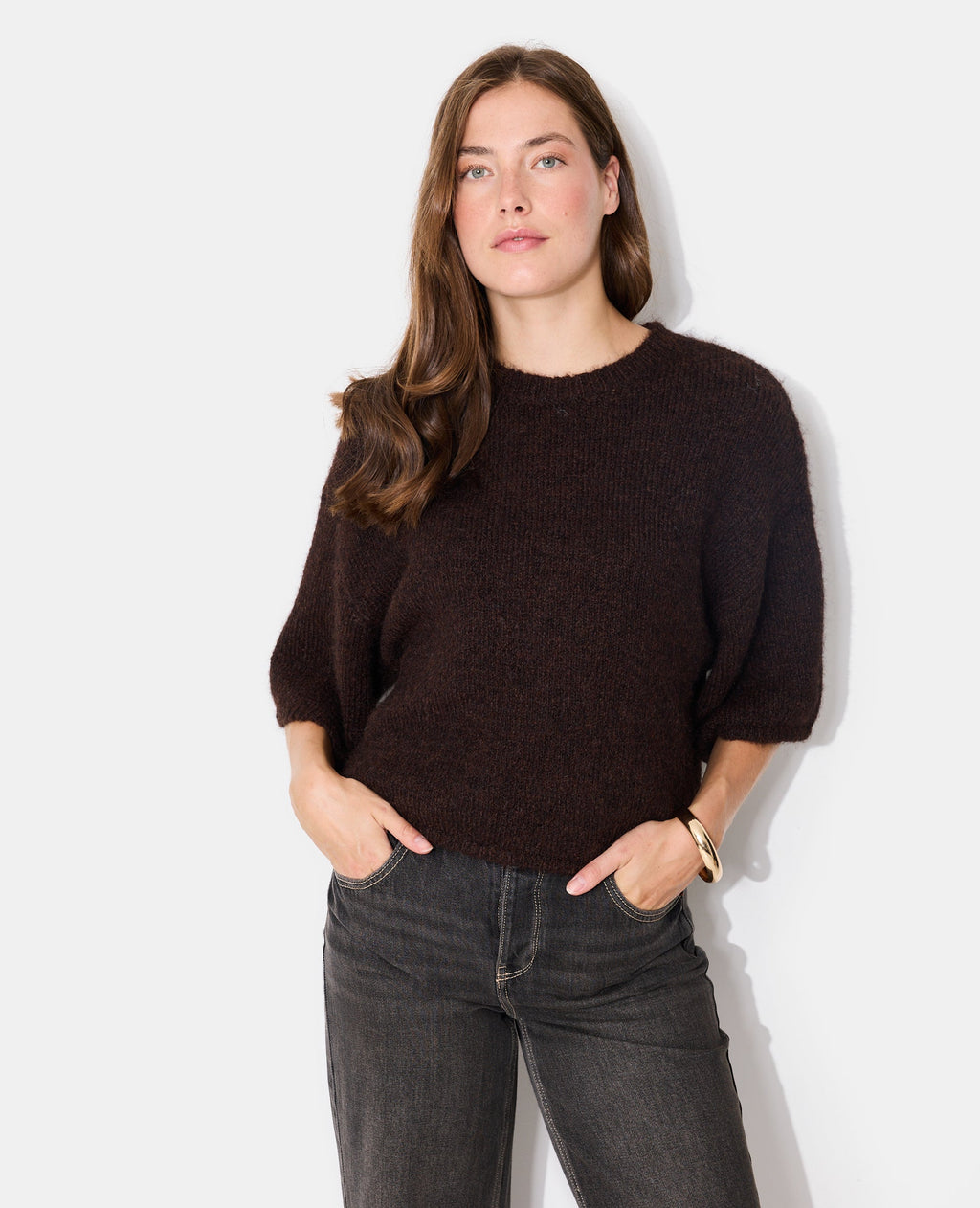 Pull manches courtes en maille douce