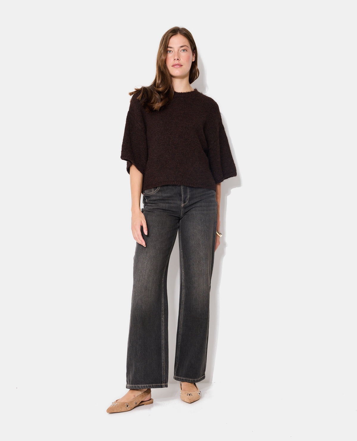 Pull manches courtes en maille douce