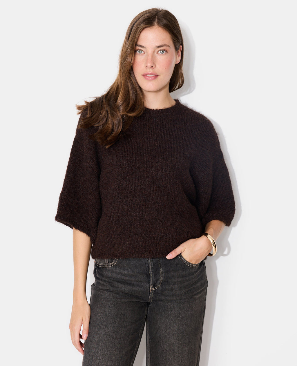 Pull manches courtes en maille douce