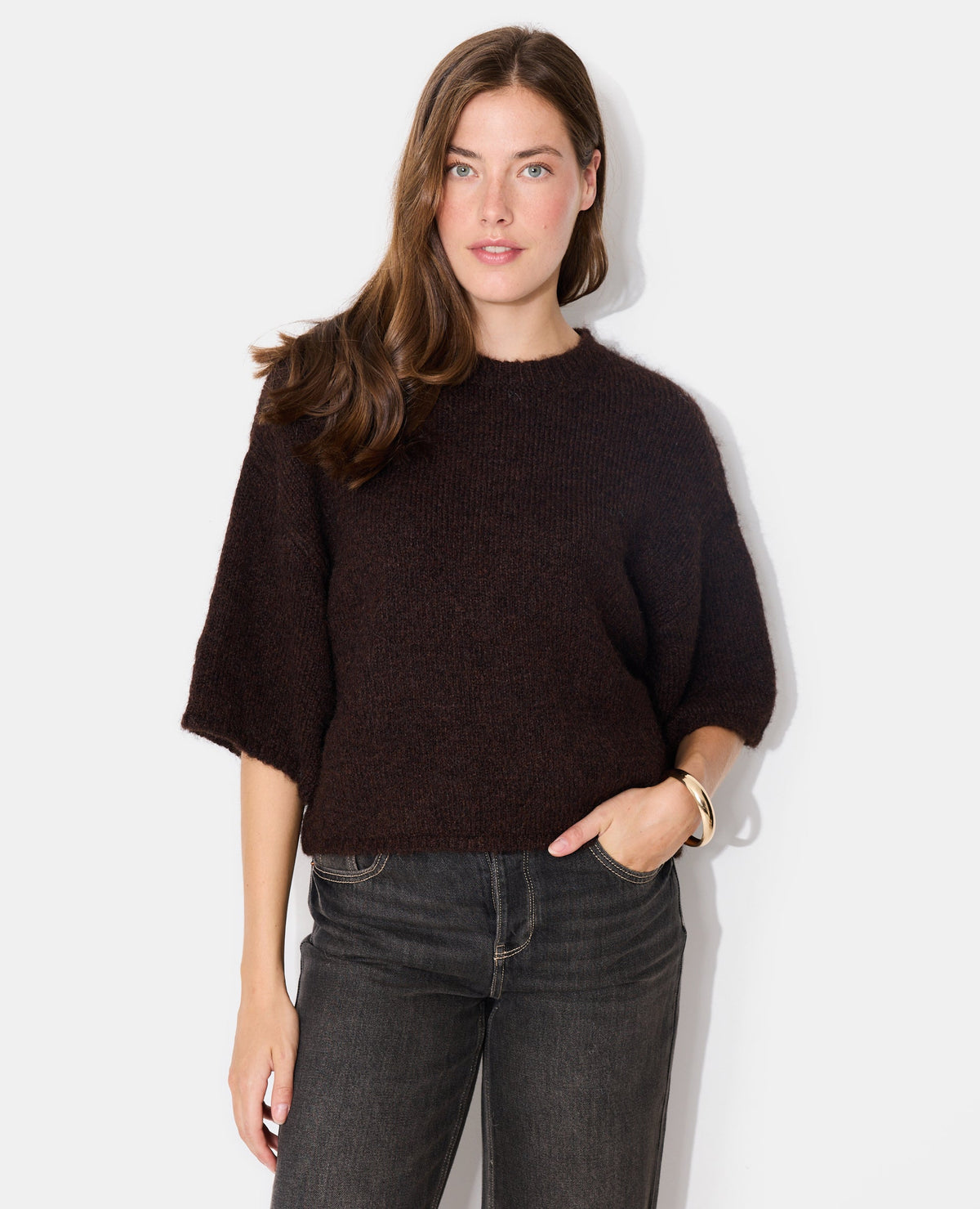 Pull manches courtes en maille douce