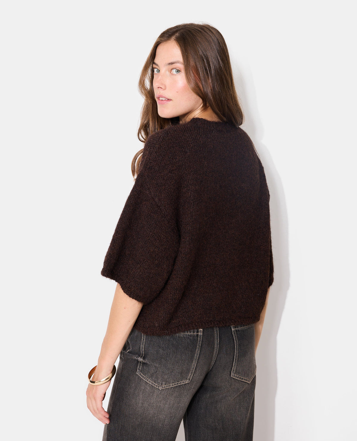 Pull manches courtes en maille douce