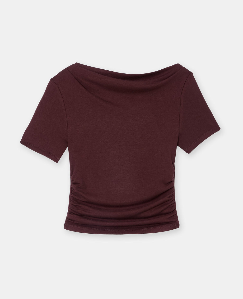 T-shirt encolure asymétrique et drapée