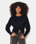 Gilet col rond maille fine avec petits boutons