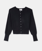 Gilet col rond maille fine avec petits boutons