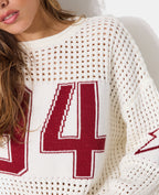 Pull oversize en maille ajourée avec numéro 94