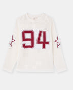 Pull oversize en maille ajourée avec numéro 94