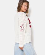 Pull oversize en maille ajourée avec numéro 94