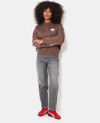 Sweat col rond avec print étoile et broderies dos