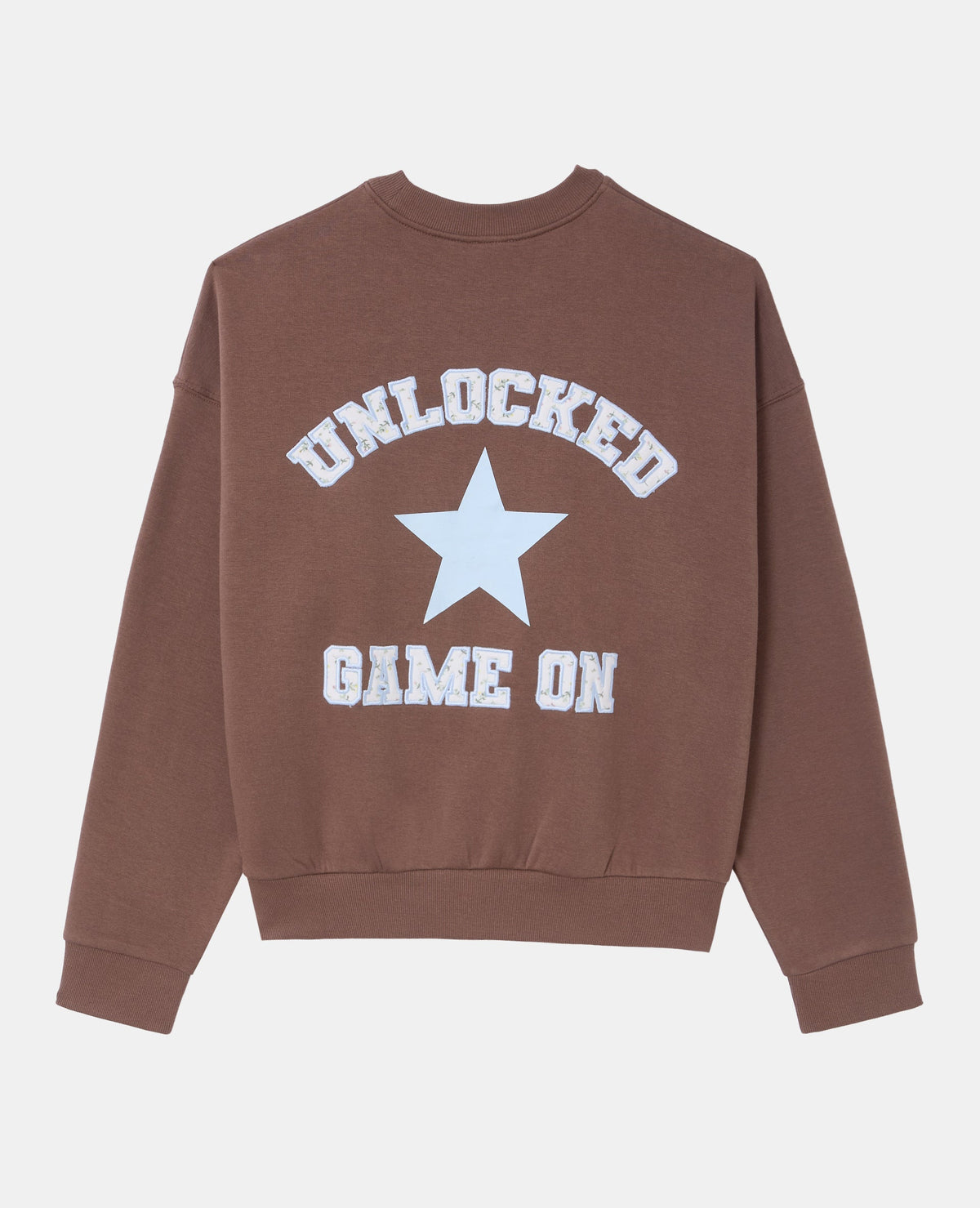 Sweat col rond avec print étoile et broderies dos