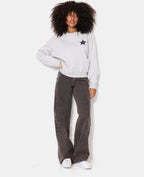 Sweat col rond avec print étoile et broderies dos