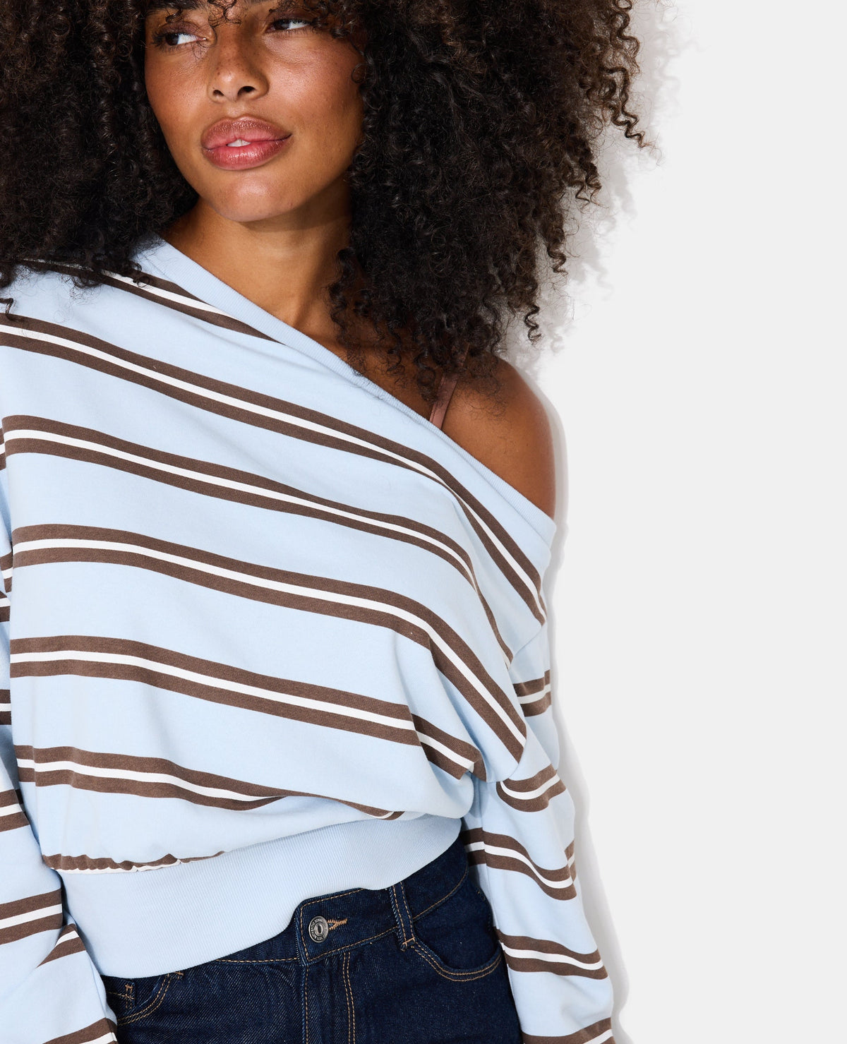 Sweat asymétrique rayé col danseuse